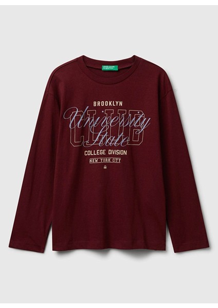 Baskılı Bordo Erkek Çocuk T-Shirt 35RYC10QQ