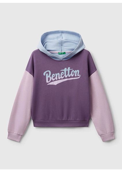 Baskılı Kız Çocuk Mor - Mavi Sweatshırt 3J68C204W