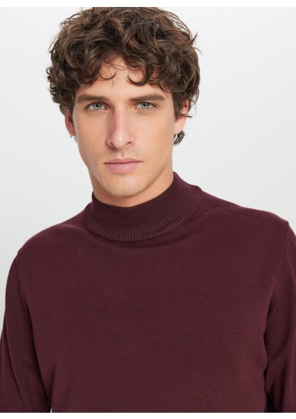 Yarım Balıkçı Yaka Standart Bordo Erkek Kazak ACE043261438_BRD fırsatları