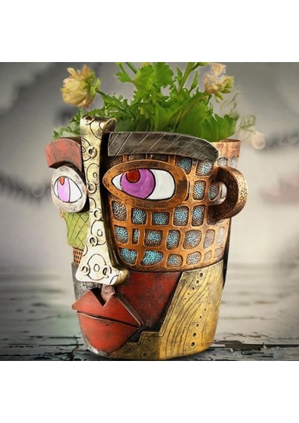 El Yapımı Brutalist Soyut Güzellik Yüz Saksısı Büyük Iç Mekan Çiçek Saksısı Yeşil Bitki Saksısı Kabı (Yurt Dışından) indirimleri