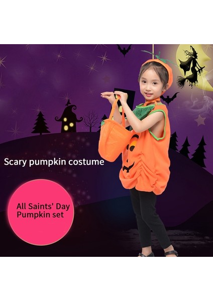 2023 Çocuklar Için Cadılar Bayramı Kostümü, Kızlar Için Balkabağı Kostümü, Çocuk Elbise Seti, Kafa Bandı ve Balkabağı Çantası (Yurt Dışından) fırsatları