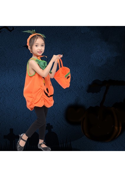 2023 Çocuklar Için Cadılar Bayramı Kostümü, Kızlar Için Balkabağı Kostümü, Çocuk Elbise Seti, Kafa Bandı ve Balkabağı Çantası (Yurt Dışından) indirimleri