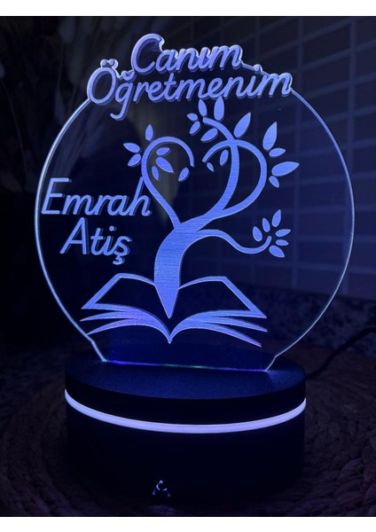 Kişiye Özel “canım Öğretmenim” LED Lamba – Öğretmenler Günü Hediyesi, Isim Yazılı, Rgb Işıklı