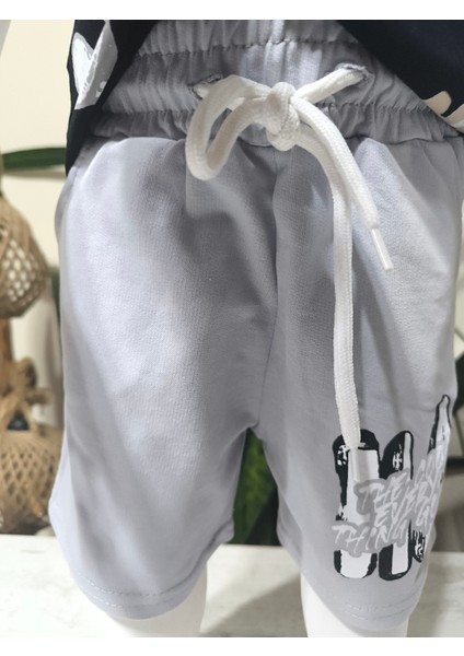 Erkek Çocuk Şortlu Takım, Siyah, Harfli indirimleri