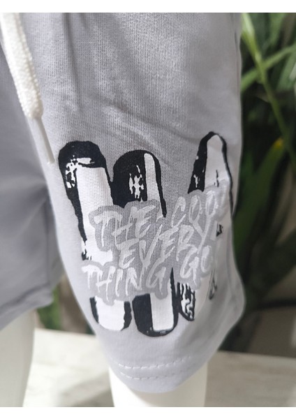 Erkek Çocuk Şortlu Takım, Siyah, Harfli