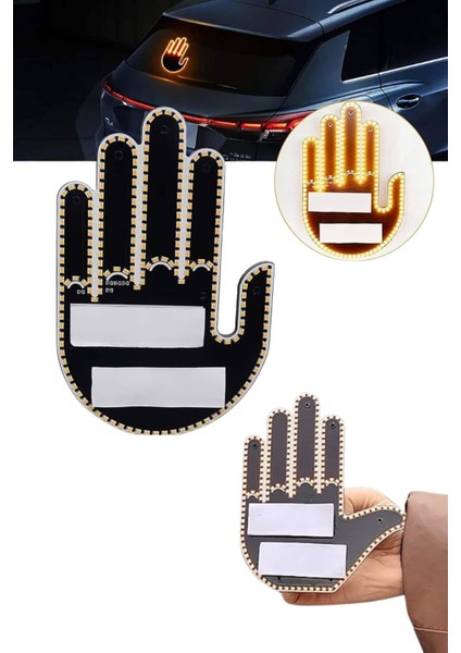 Uzaktan Kumandalı El Orta Parmak LED Araç Camına Özel - M582K896-R39582 modelleri