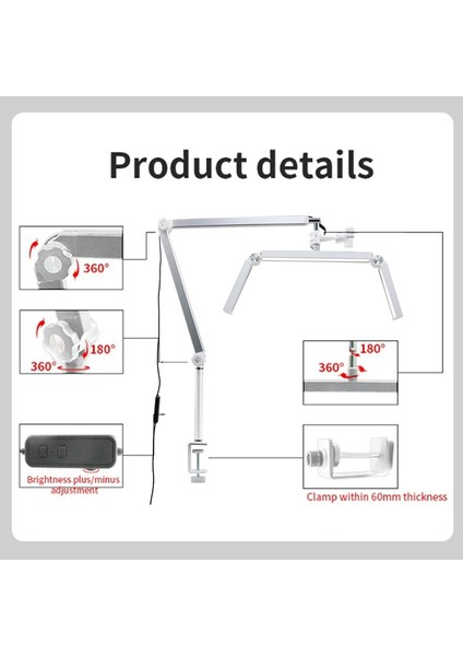 30W Profesyonel Kirpik Lambası 26 Inç Katlanır Konsol Yarım Ay Lambası Masaüstü Kelepçesi ve Uzaktan Kumanda Ab Fişi (Yurt Dışından) indirimleri