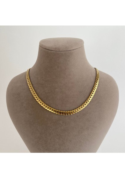 Unisex Ezme Yassı Yılan Model Çelik Kolye