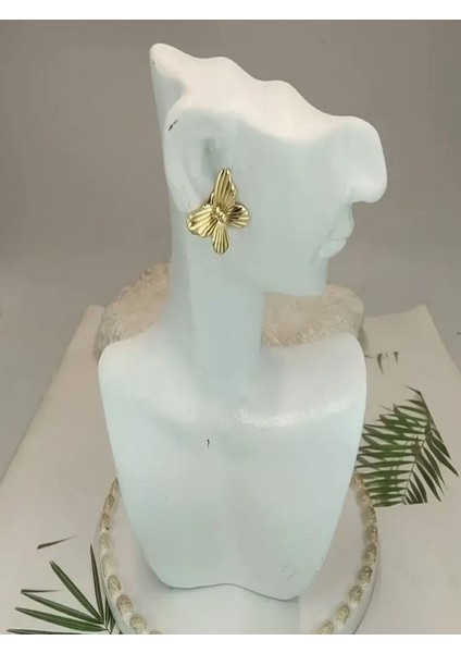Altın Rengi Kelebek KÜPE-14K Altın Kaplama