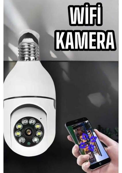 Wifi Kamera Duylu Ampul Görünümlü 360 Derece Dönebilen Ev Kamerası - M712B520-N25712