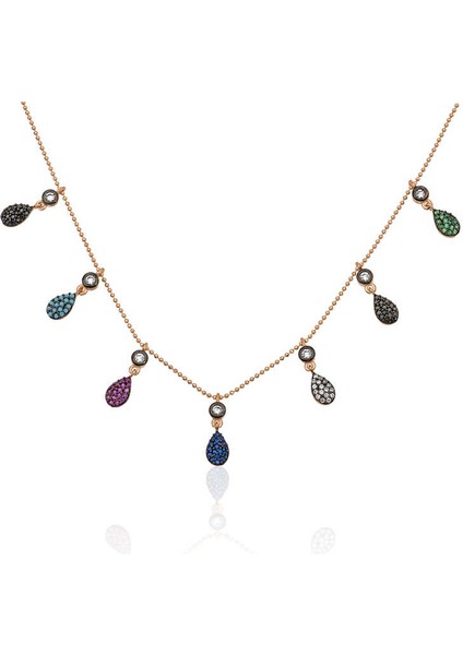 925 Ayar Gümüş Rose Renkli Şans Kolyesi PT2610733 (800800)