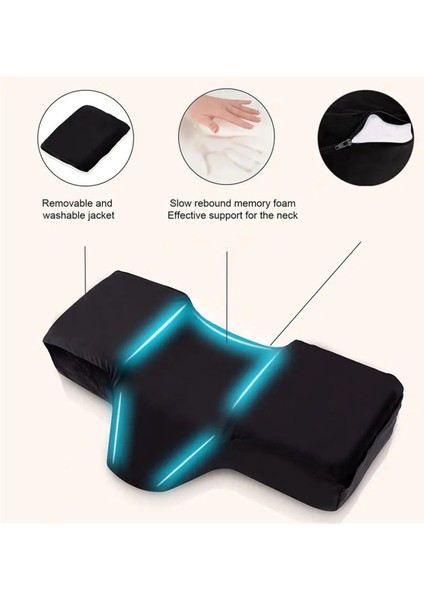 Kirpik Uzatma Için Kirpik Boyun Yastığı Ergonomik Kirpik Yastığı Hafızalı Köpük Kirpik Yastığı + Yan Cepli Ergonomik Eğri Gri (Yurt Dışından)