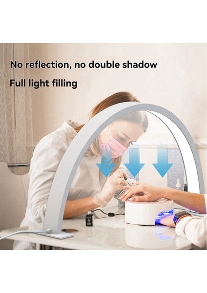 Yarım Ay Tırnak Masası Lambası Güzellik Salonu Çalışma Işığı 3 Renk Sıcaklığı 2700K-6500K Tırnak, Kirpik, Dövme Için Beyaz Abd Fişi (Yurt Dışından) modelleri