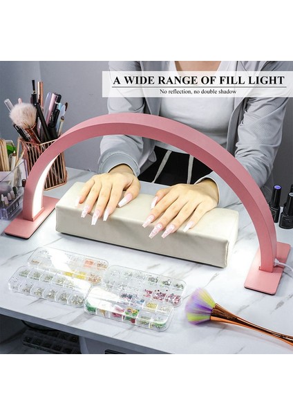 Yarım Ay Tırnak Masası Lambası Güzellik Salonu Çalışma Işığı 3 Renk Sıcaklığı 2700K-6500K Tırnak, Kirpik ve Dövme Için Pembe Ingiltere Fişi (Yurt Dışından) fırsatları