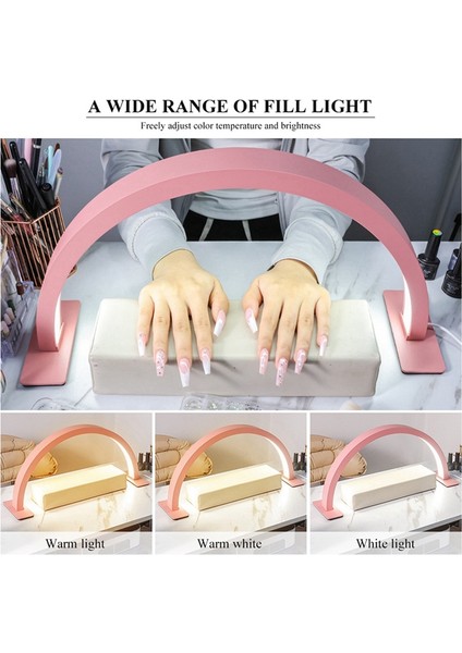 Yarım Ay Tırnak Masası Lambası Güzellik Salonu Çalışma Işığı 3 Renk Sıcaklığı 2700K-6500K Tırnak, Kirpik ve Dövme Için Pembe Ingiltere Fişi (Yurt Dışından) indirimleri
