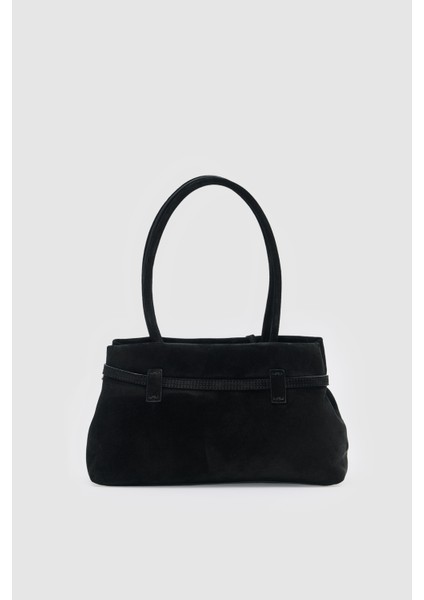 Suvea Siyah Süet Hakiki Deri Omuz Çantası modelleri