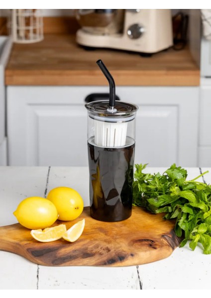 H2O 5'i 1 Yerde Çelik Pipetli Cam Detox Kupa Temizleyici Hediyeli 650 ml fiyatları