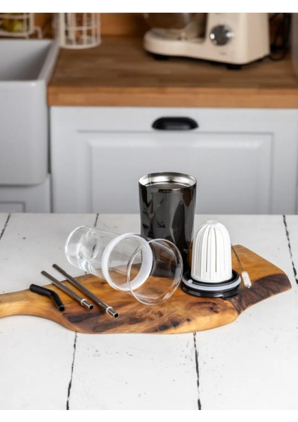 H2O 5'i 1 Yerde Çelik Pipetli Cam Detox Kupa Temizleyici Hediyeli 650 ml modelleri