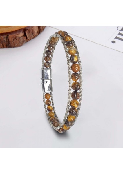 Çelik Halat ve Kaplan Gözü Doğaltaş Bileklik 9592B2DH13 fiyatları