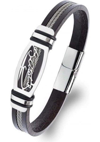 Atatürk Imzalı Çelik Halatlı Erkek Deri Bileklik 9594B17D2