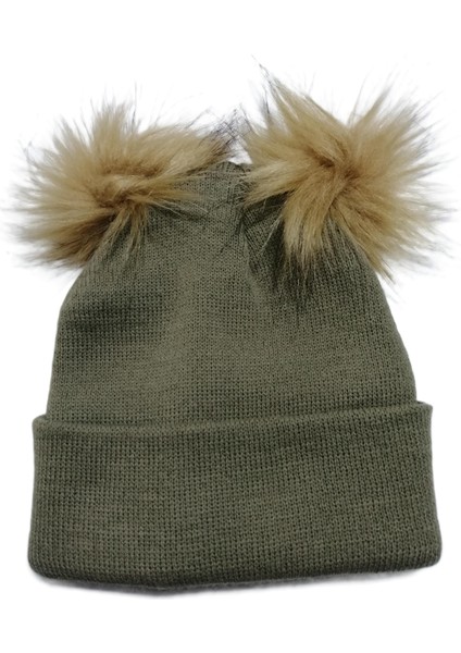 Kız Bebek Çift Ponponlu Triko Bere Standart 0-3 Yaş fiyatları