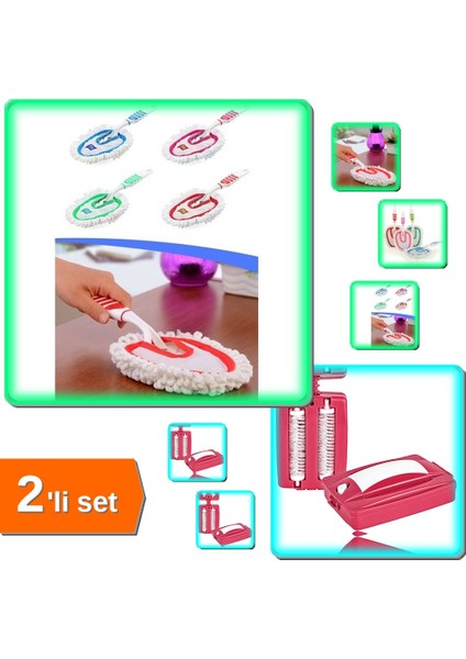 2 Fırçalı El Gırgırı + Mikrofiber Duster Toz Alıcı Softon - 2li Set AB456