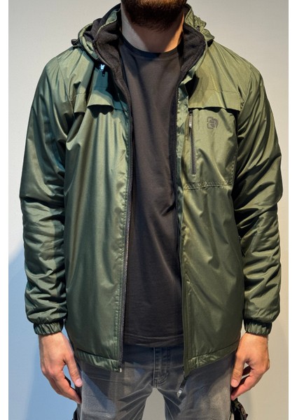 Erkek Kapüşonlu Cep Detaylı Içi Polar Kışlık Mont 2540 Haki modelleri