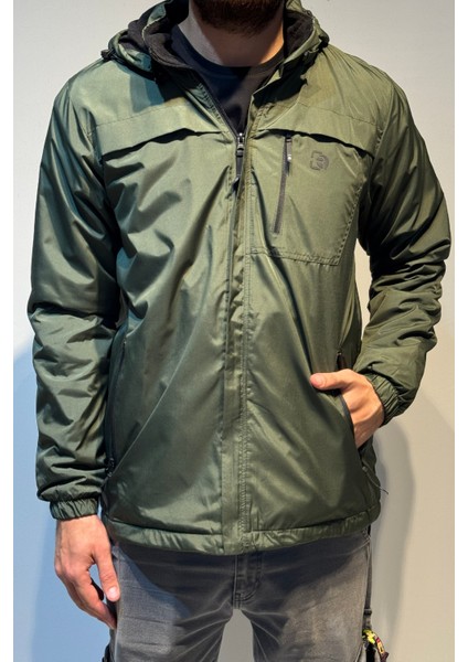 Erkek Kapüşonlu Cep Detaylı Içi Polar Kışlık Mont 2540 Haki