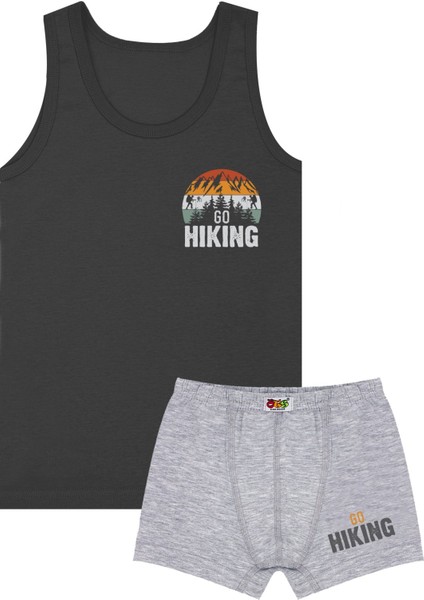 Erkek Çocuk Atlet Boxer Likralı Antrasit Go Hiking (%96 Pamuk - %4 Elastan)