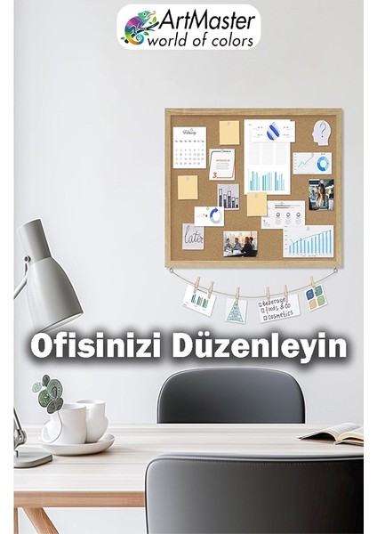Mantar Pano Ahşap Çerçeve Duvara Monte 60X90 cm 1 Adet Harita Çivisi Hediyeli Dekorasyon Mantar Çerçeve Evde Okulda Büro indirimleri
