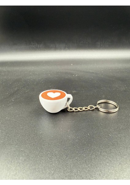 Türk Kahvesi Fincanı Kalpli Anahtarlık - Metal Zincir