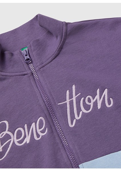 Nakışlı Kız Çocuk Mor - Mavi Sweatshırt 3J68C505D fiyatları