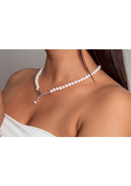 Dalgalı Model Inci Set 925 Ayar Gümüş Rodyum (Beyaz Altın) Kaplama Gerçek Inci Set fırsatları