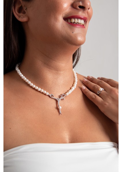 En Şık Inci Set Model 925 Ayar Gümüş Rodyum (Beyaz Altın) Kaplama Gerçek Inci Set fiyatları