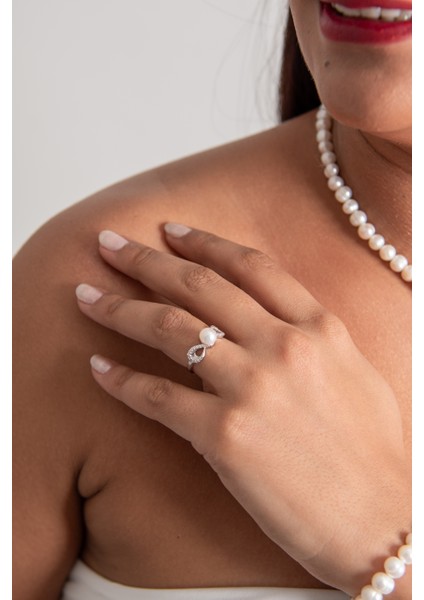 En Şık Inci Set Model 925 Ayar Gümüş Rodyum (Beyaz Altın) Kaplama Gerçek Inci Set