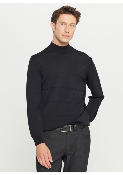 Yarım Balıkçı Yaka Standart Siyah Erkek Kazak ACE049261485_SYH