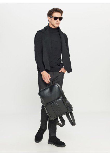 Yarım Balıkçı Yaka Standart Siyah Erkek Kazak ACE049261485_SYH fiyatları