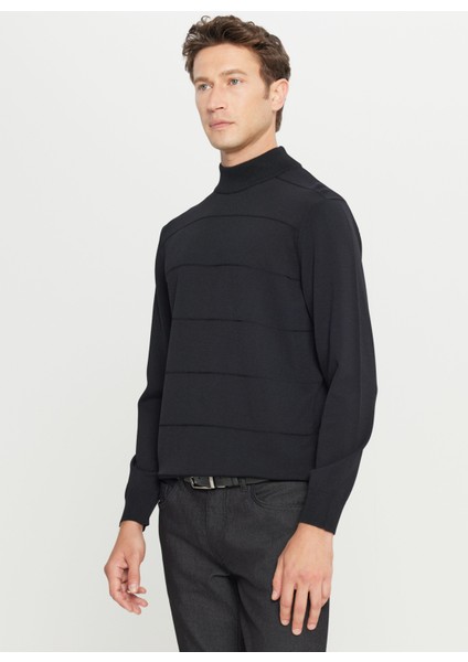 Yarım Balıkçı Yaka Standart Siyah Erkek Kazak ACE049261485_SYH modelleri