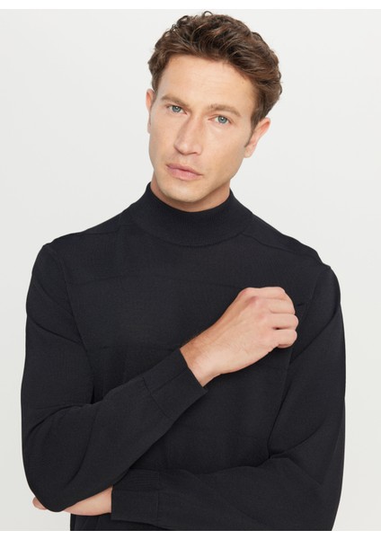 Yarım Balıkçı Yaka Standart Siyah Erkek Kazak ACE049261485_SYH fırsatları