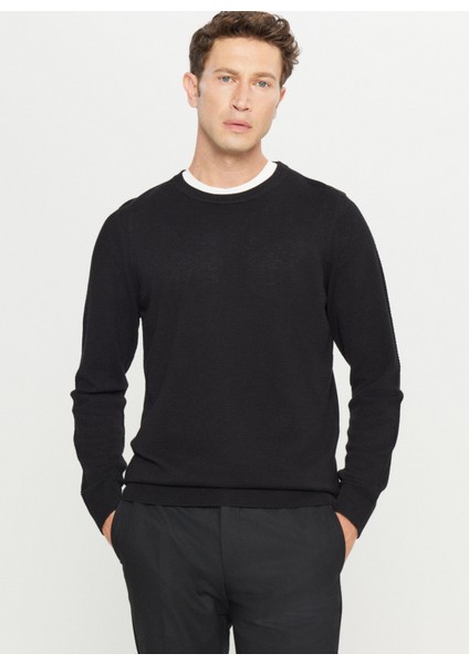 Bisiklet Yaka Standart Siyah Erkek Kazak ACE049261318_SYH