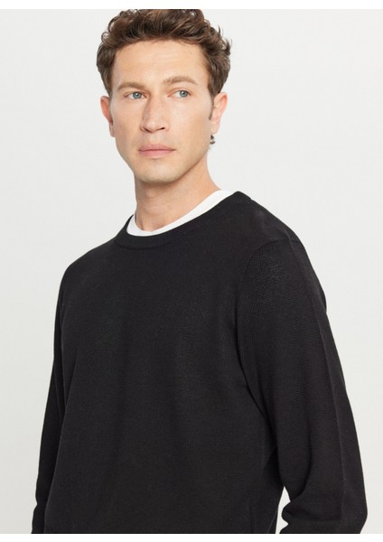 Bisiklet Yaka Standart Siyah Erkek Kazak ACE049261318_SYH fırsatları