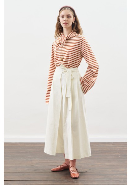 Etek Görünümlü Pantolon Ekru