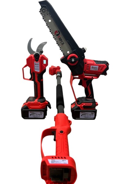 Rapco Profesyonel 2’li Set 21V Çift Akülü Teleskopik Kollu Bağ Makası ve Budama Testeresi