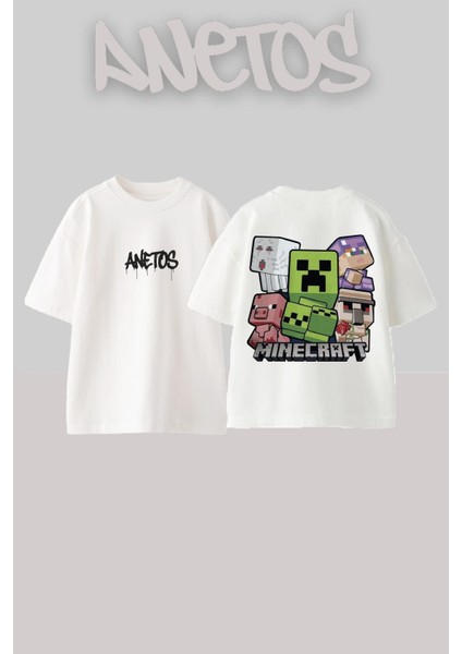 Camsıetas Tasarım Sırt Baskılı Pamuk Beyaz Oversize T-Shirt