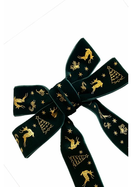 Yılbaşı Altın Yaldız Figürlü Kadife Fiyonk Toka fırsatları