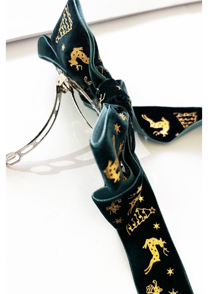 Yılbaşı Altın Yaldız Figürlü Kadife Fiyonk Toka indirimleri