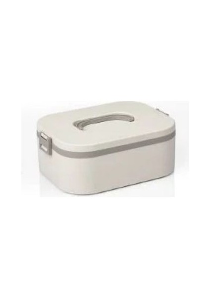Paslanmaz Çelik Hazneli Lunch Box Tek Katlı Kendinden Çatal Kaşıklı Beslenme Kutusu Bej fırsatları