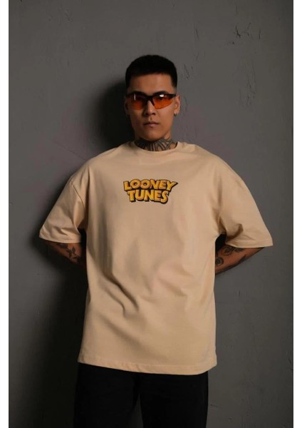 Erkek Dijital Baskılı T-Shirt - Bej fiyatları