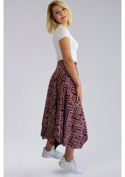Mevsimlik Bohem Etek- Mevsimlik Ecrin Kumaş Asimetrik Yıldız Model Kadın Etek indirimleri