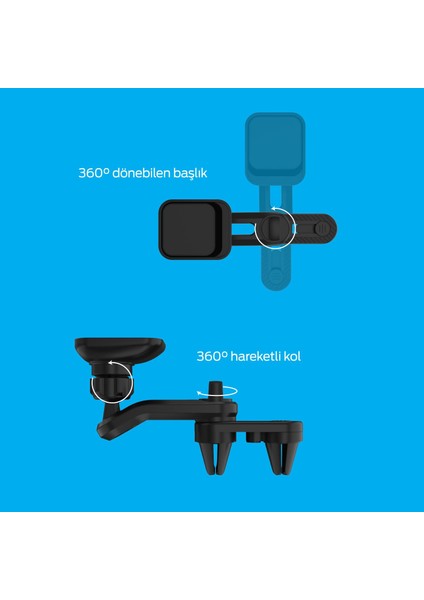 PBS141 Manyetik Telefon Tutucu 360 Derece Hareketli Çift Sabitleyicili Siyah fiyatları